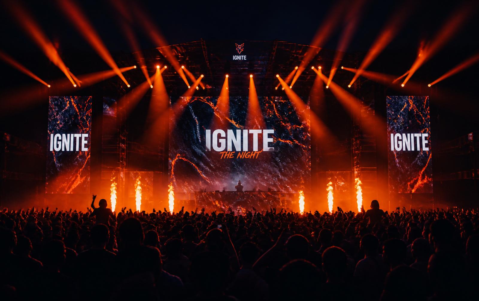 Concert stage with orange lights